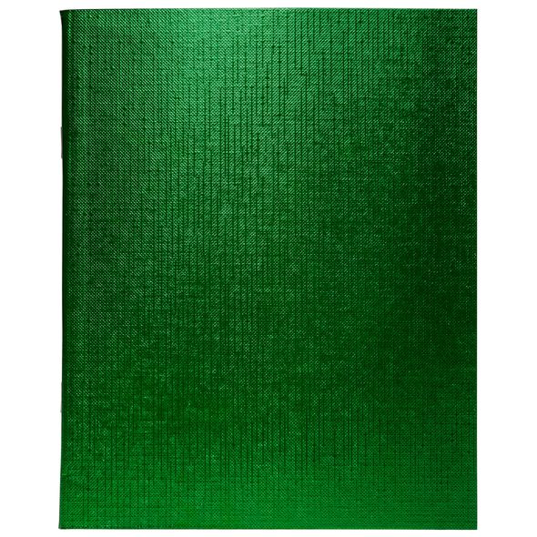 Тетрадь 96л А5ф клетка на скобе Обложка Бумвинил METALLIC Зеленая , 